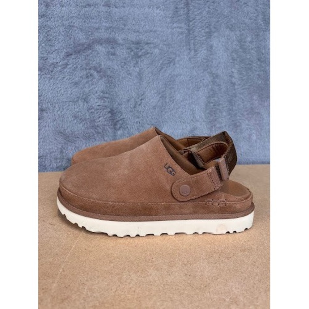 UGG Goldenstar Clog Driftwood Suede Platform Sandals Womens 9 1138252 New No Box